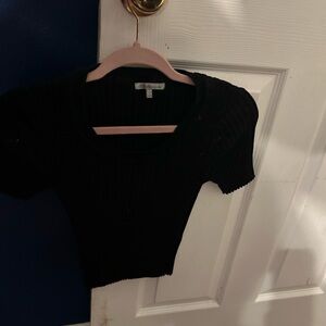 Black Ribbed Crop Top